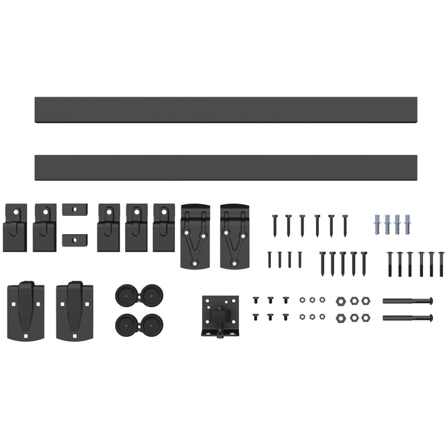 Schiebetürbeschlag-Set für hohe Beanspruchung, 183 cm, schwarzer Stahl