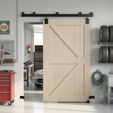 Heavy Duty Sliding Door Hardware Set, 183 cm Black Steel