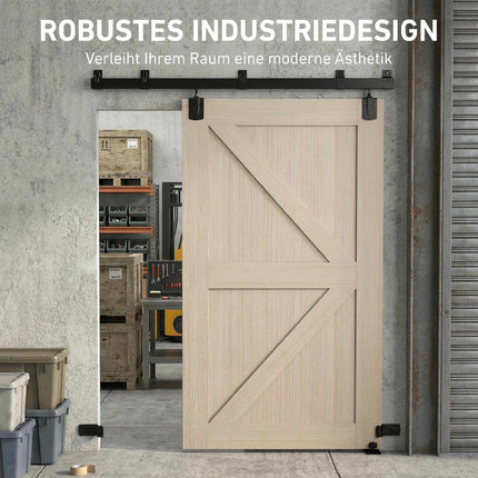 Heavy Duty Sliding Door Hardware Set, 183 cm Black Steel