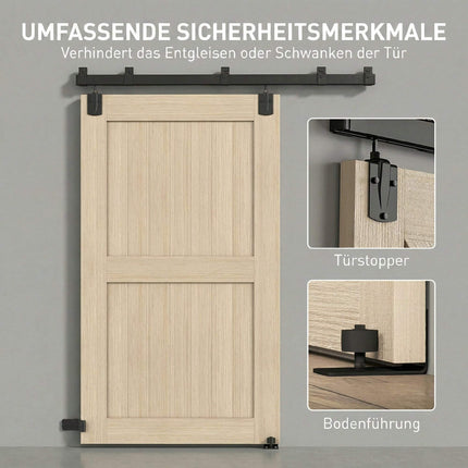 Heavy Duty Sliding Door Hardware Set, 183 cm Black Steel