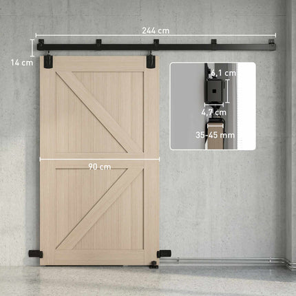 Hochbelastbares Schiebetürbeschlag-Set, 244 cm schwarzer Stahl