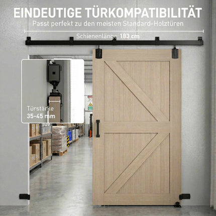 Hochbelastbares Schiebetürbeschlag-Set, 244 cm schwarzer Stahl