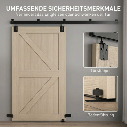 Hochbelastbares Schiebetürbeschlag-Set, 244 cm schwarzer Stahl