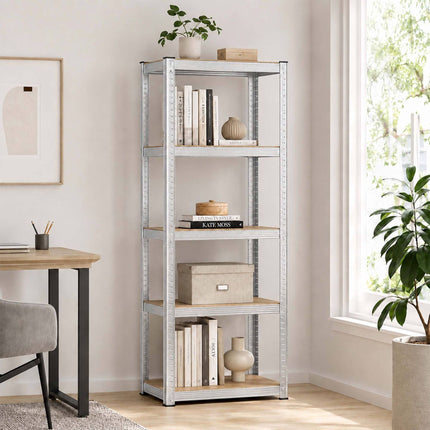 Heavy-Duty Steel Shelving Unit, 5 Tiers, 875 kg, Silver, Natural
