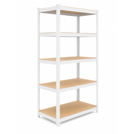 Heavy-Duty Steel Shelving Unit with 5 Adjustable Shelves, White, 875 kg Load