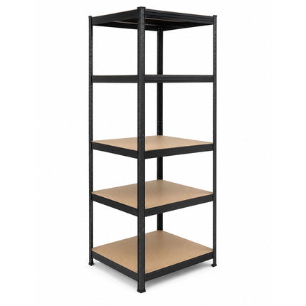 Heavy-Duty Steel Shelving Unit with 5 Adjustable Tiers, 175 kg per Tier, Black