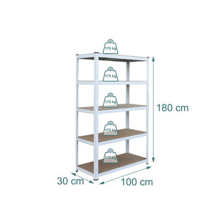 Heavy-Duty Steel Storage Rack, 5 Adjustable Shelves