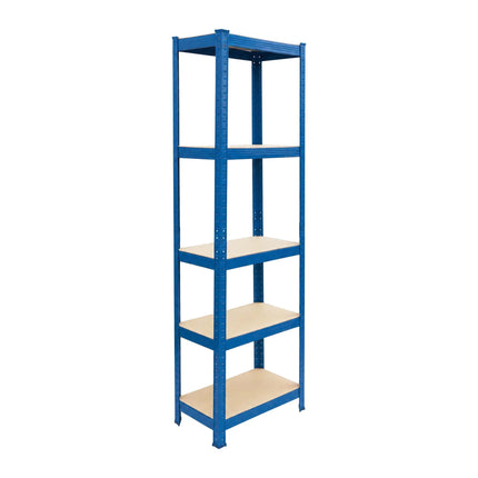 Heavy-Duty Steel Storage Rack with 5 Adjustable Shelves, 175 kg per Shelf, Blue