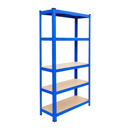Heavy-Duty Steel Storage Rack with 5 Adjustable Shelves, 175 kg per Shelf, Blue