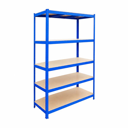 Heavy-Duty Steel Storage Rack with 5 Adjustable Shelves, 175 kg per Shelf, Blue