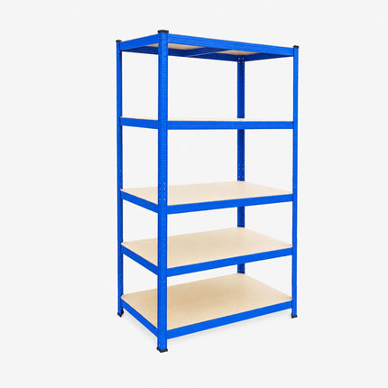 Heavy-Duty Steel Storage Rack with 5 Adjustable Shelves, 175 kg per Shelf, Blue
