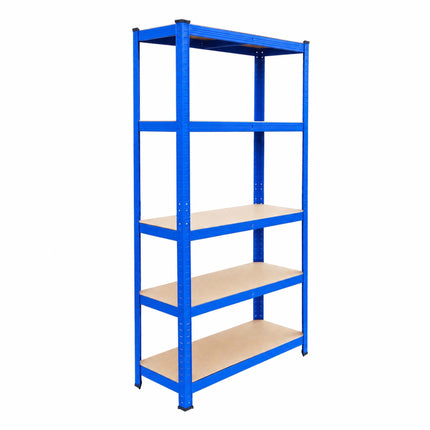 Heavy-Duty Steel Storage Rack with 5 Adjustable Shelves, 175 kg per Shelf, Blue