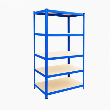 Heavy-Duty Steel Storage Rack with 5 Adjustable Shelves, 175 kg per Shelf, Blue