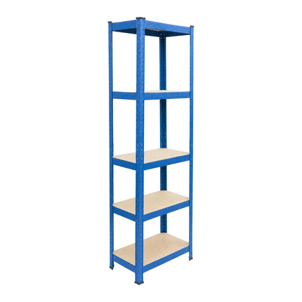 Heavy-Duty Steel Storage Rack with 5 Adjustable Shelves, 175 kg per Shelf, Blue