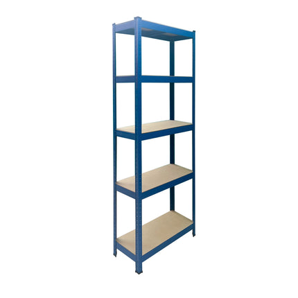 Heavy-Duty Steel Storage Rack with 5 Adjustable Shelves, 175 kg per Shelf, Blue