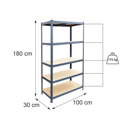 Heavy-Duty Steel Storage Rack with 5 Adjustable Shelves, 875 kg, Anthracite