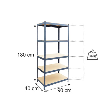 Heavy-Duty Steel Storage Rack with 5 Adjustable Shelves, 875 kg, Anthracite