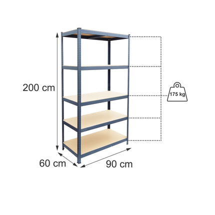 Heavy-Duty Steel Storage Rack with 5 Adjustable Shelves, 875 kg, Anthracite