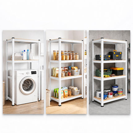 Heavy-Duty Washing Machine Shelf, Low Wide Steel Frame, White, 200 kg per Shelf