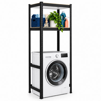 Heavy-Duty Washing Machine Shelf, Steel and MDF – Black, 200 kg per Shelf