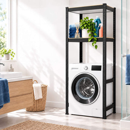 Heavy-Duty Washing Machine Shelf, Steel and MDF – Black, 200 kg per Shelf