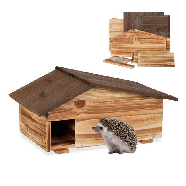 Hedgehog House with Sloping Roof, Pine Wood
