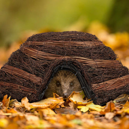 Hedgehog house made of straw