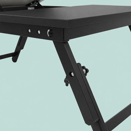 Height-Adjustable Bamboo Lap Desk with Drawer, 5 Tilt Angles – Black, Foldable