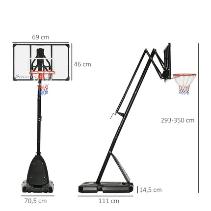Support de basket-ball réglable en hauteur (293-350 cm) enroulable en acier