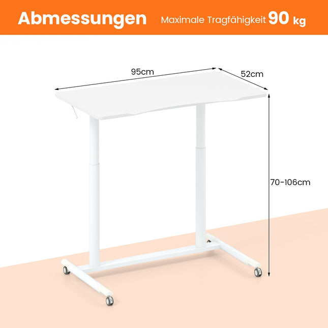 Höhenverstellbarer C-förmiger Schreibtisch mit Rollen, 70-106 cm