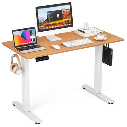 Height Adjustable Desk 120 x 60 cm Electric Standing Desk Rustic Natural + White