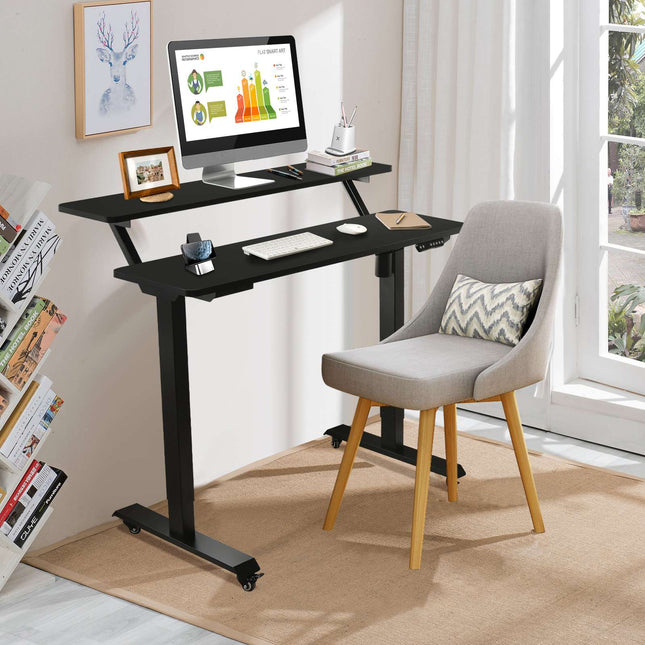 Höhenverstellbarer Schreibtisch auf Rollen, 120x68 cm, Schwarz
