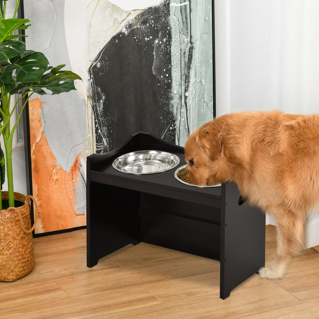 Nastavitelná krmicí stanice pro psy, nerezová miska, 54 cm