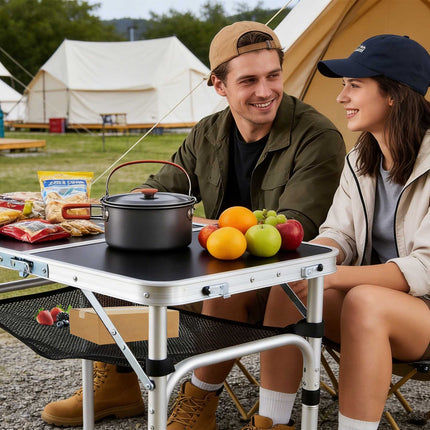 Height-Adjustable Folding Camping Table, Aluminium Frame