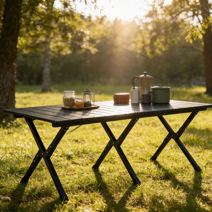 Höhenverstellbarer Camping-Falttisch, Stahl