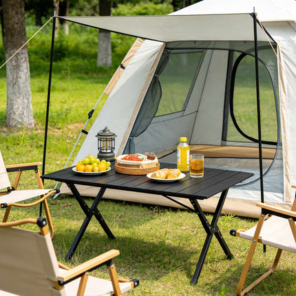 Height-Adjustable Folding Camping Table, Steel, Weatherproof