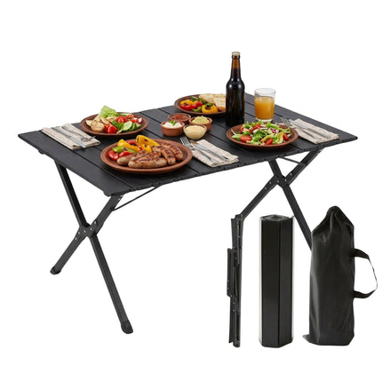 Height-Adjustable Folding Camping Table, Steel, Weatherproof