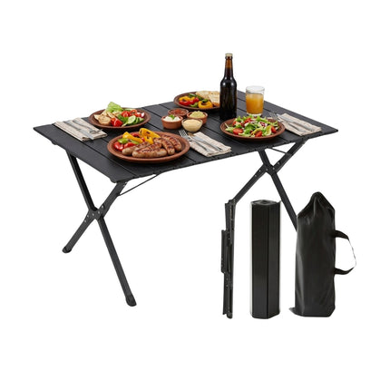 Height-Adjustable Folding Camping Table, Steel, Weatherproof