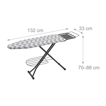 Höhenverstellbares Bügelbrett mit Bügeleisenablage, 110x33 cm