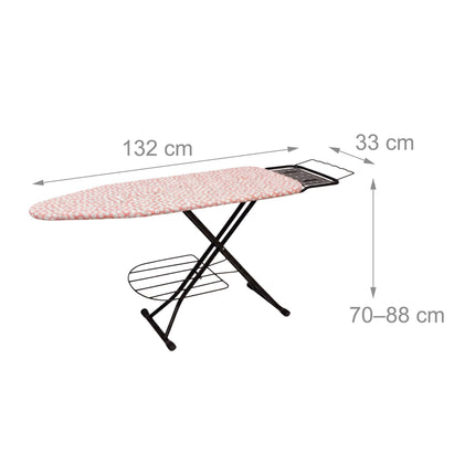 Höhenverstellbares Bügelbrett mit Bügeleisenablage, 110x33 cm