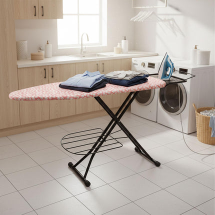 Höhenverstellbares Bügelbrett mit Bügeleisenablage, 110x33 cm