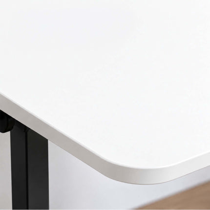 Height-Adjustable Laptop Desk on Castors, Tilting Top – White, Black Frame