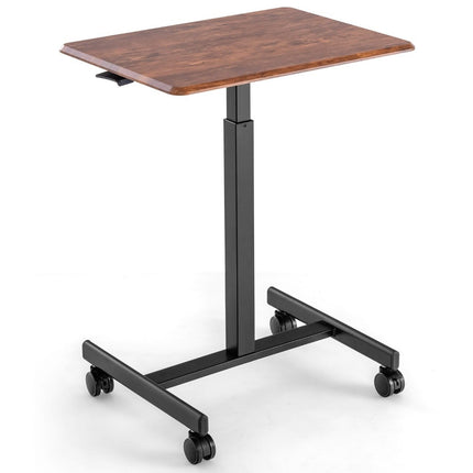 Height Adjustable Laptop Desk with Wheels Computer Desk Cart Nursing Table Brown