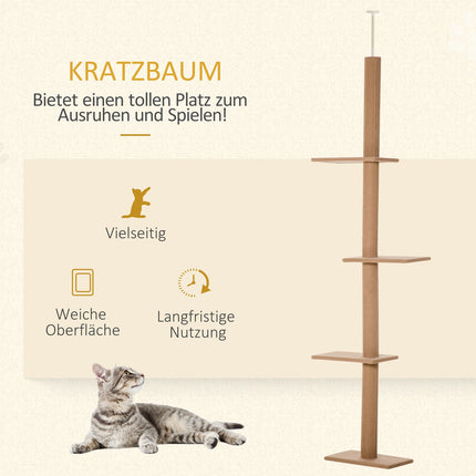 Adjustable Cat Scratching & Climbing Tree, light brown