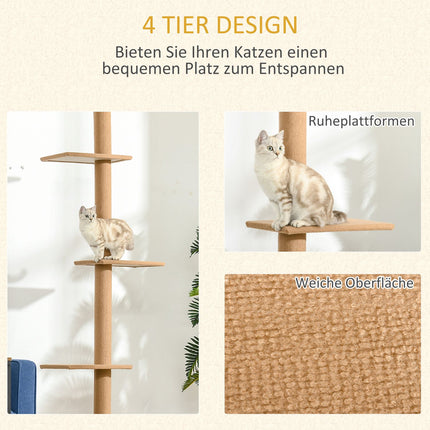 Adjustable Cat Scratching & Climbing Tree, light brown