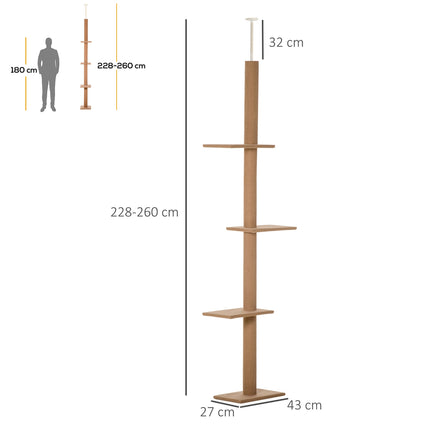 Adjustable Cat Scratching & Climbing Tree, light brown