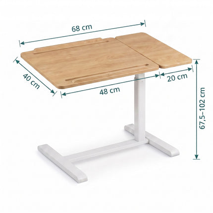 Height-Adjustable Standing Desk with Castors, Natural White