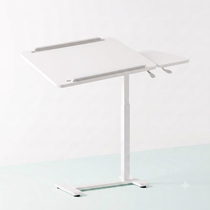 Height-Adjustable Standing Desk with Castors – White