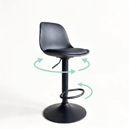 Height-Adjustable Swivel Bar Stools with Backrest, Set of 2, Black