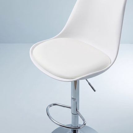 Height-Adjustable Swivel Bar Stools with Backrest, Set of 2, White